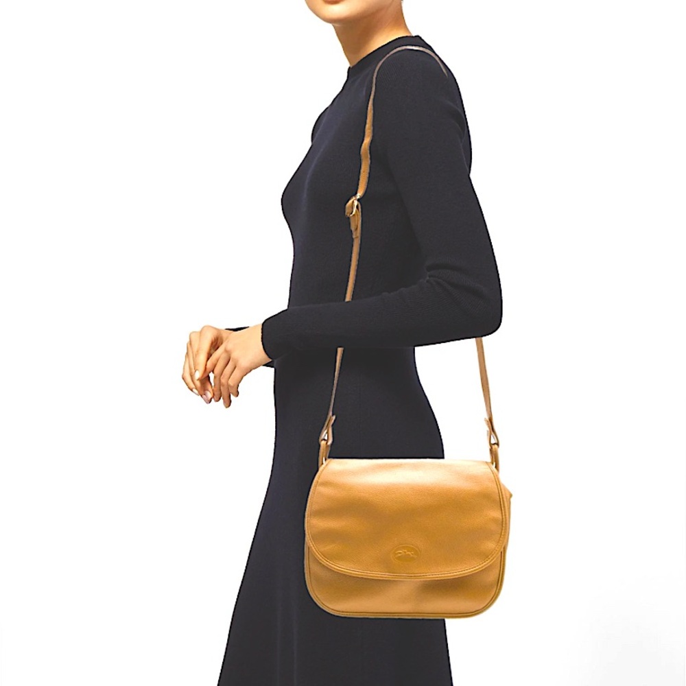LONG CHAMP Paris  Camel Medium Crossbody Bag Size W11.5’X H8.5’ D4.5’